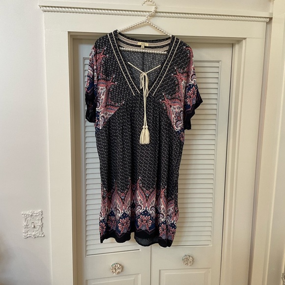 Black, White & Pink Knee Length Mixed Print Dress, Size M - Picture 4 of 10